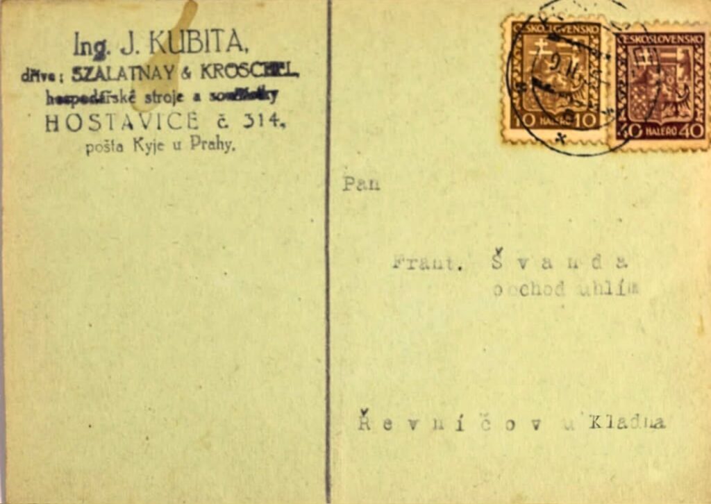 Objednávková listina Ing. Kubitu, Hostavice, rok 1935